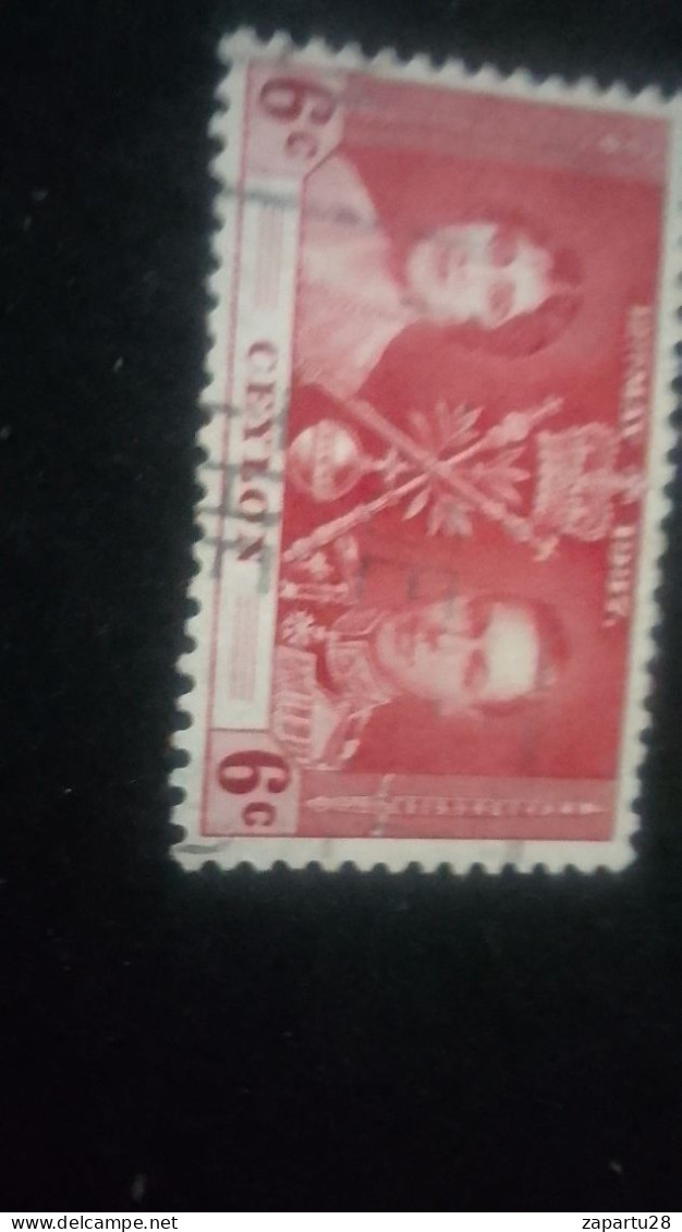 CEYLON- 1937-   GEORGE VI. TAÇ GİYME TÖRENİ  6 C    DAMGALI - Sri Lanka (Ceylon) (1948-...)