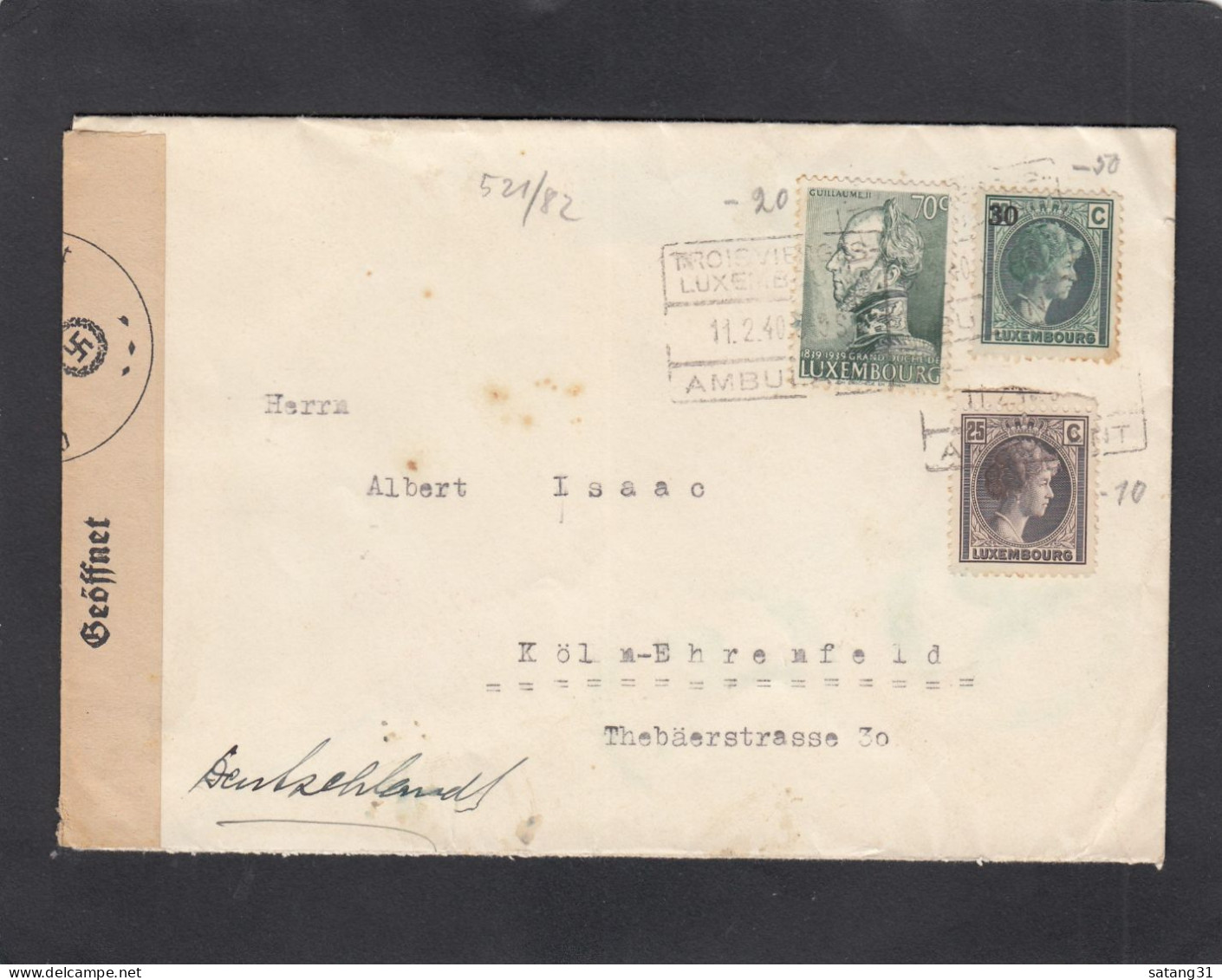 LETTRE AVEC CACHET AMBULANT "TROISVIERGES-LUXEMBOURG" POUR COLOGNE,OUVERTE PAR LA CENSURE ALLEMANDE,1940. - Brieven En Documenten