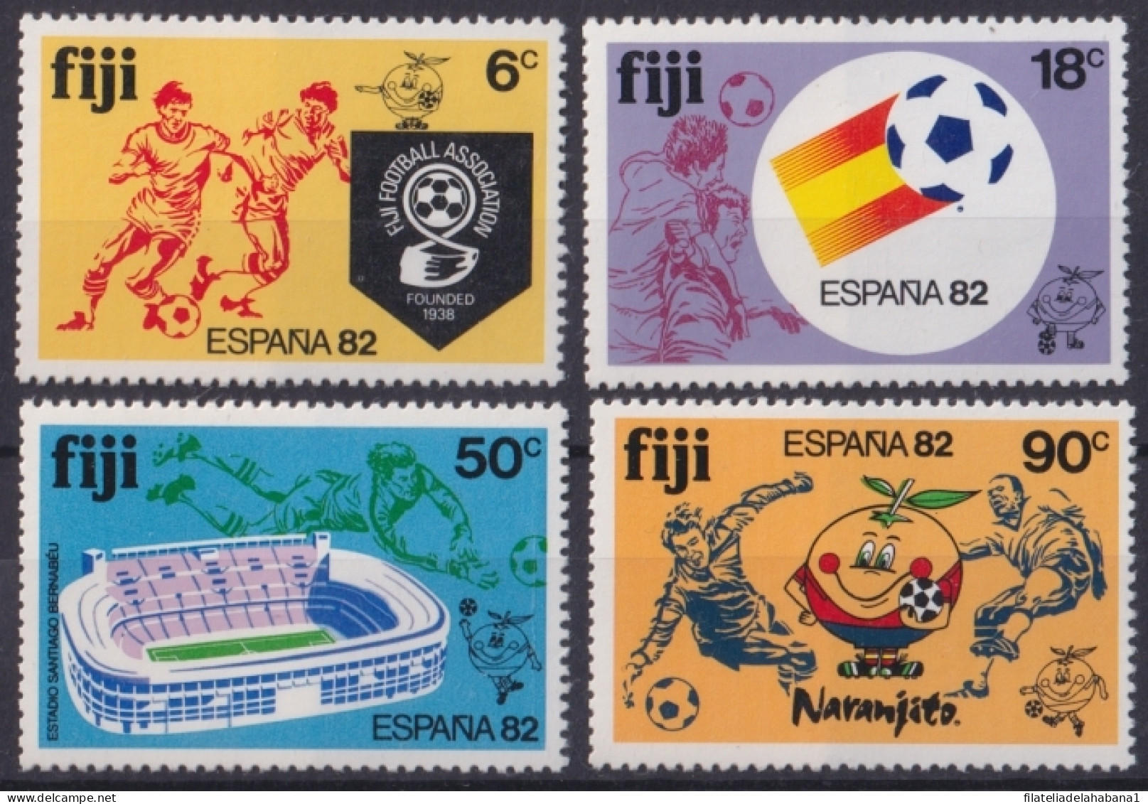 F-EX48953 FIJI MNH 1982 WORD CHAMPIONSHIP SOCCER FOOTBALL SET.  - 1982 – Spain