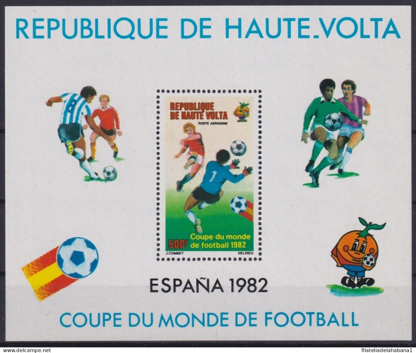 F-EX49074 UPPER VOLTA MNH 1982 SHEET SPAIN SOCCER WORLD CUP FUTBOL.  - 1982 – Spain