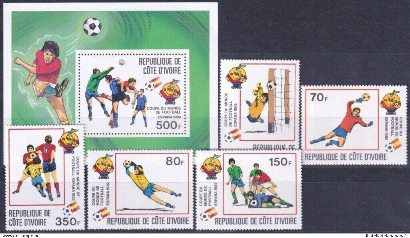 F-EX49100 IVORY COAST COSTA DE MARFIL MNH 1982 SPAIN SOCCER FUTBOL CHAMPIONSHIP.  - 1982 – Spain