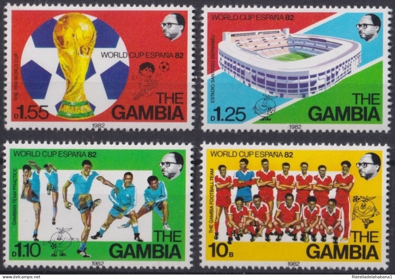 F-EX49103 GAMBIA MNH 1982 SPAIN CHAMPIONSHIP SOCCER FOOTBALL WINNER OVERPRINT.  - 1982 – Espagne