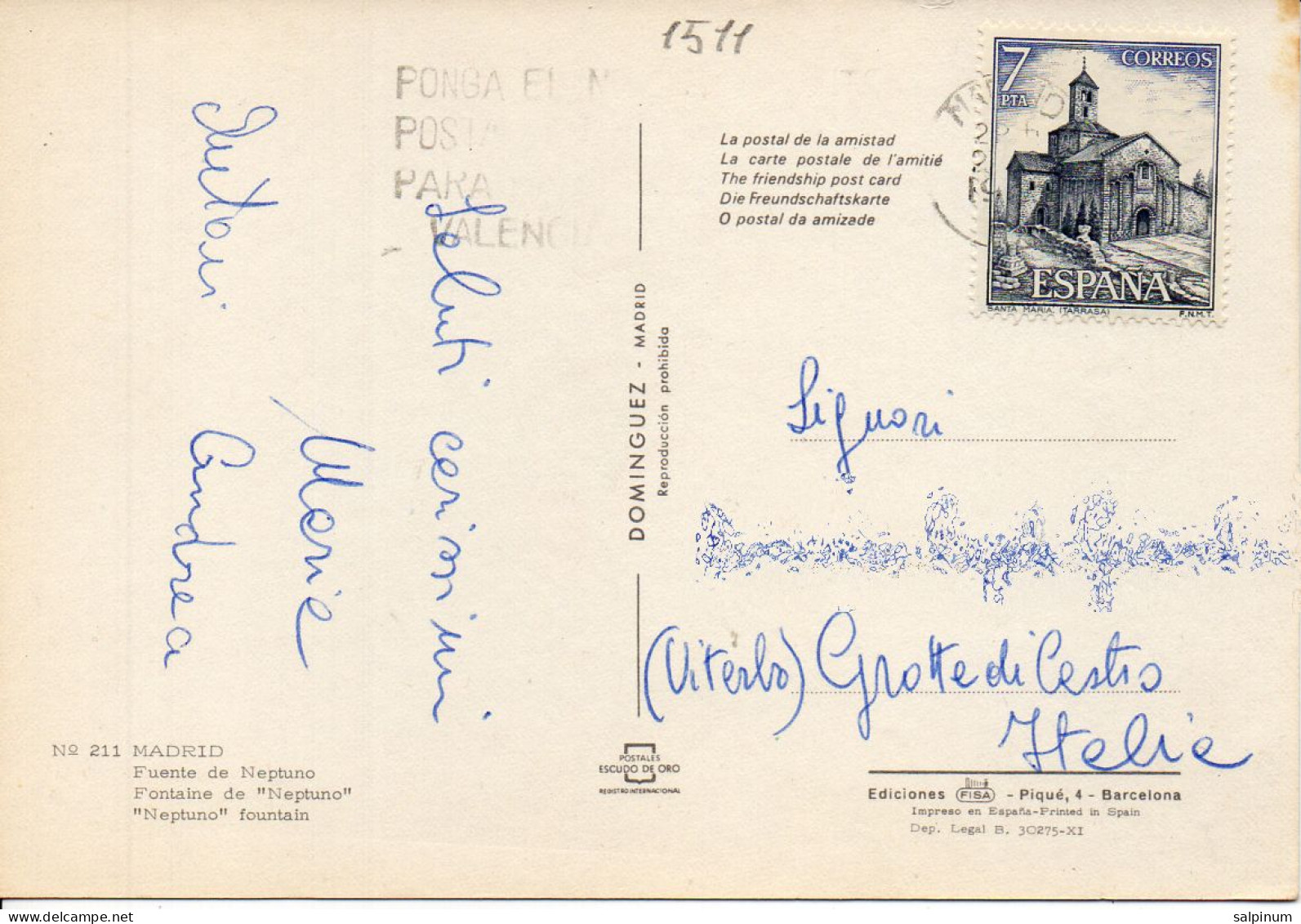 Philatelic Postcard With Stamps Sent From SPAIN To ITALY - Cartas & Documentos