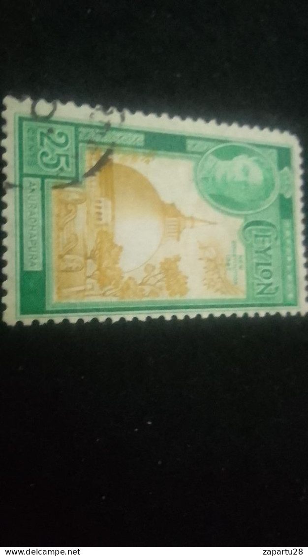 CEYLON- 1947-      25C    DAMGALI    GEORGE VI YEREL MOTİFLER - Sri Lanka (Ceilán) (1948-...)