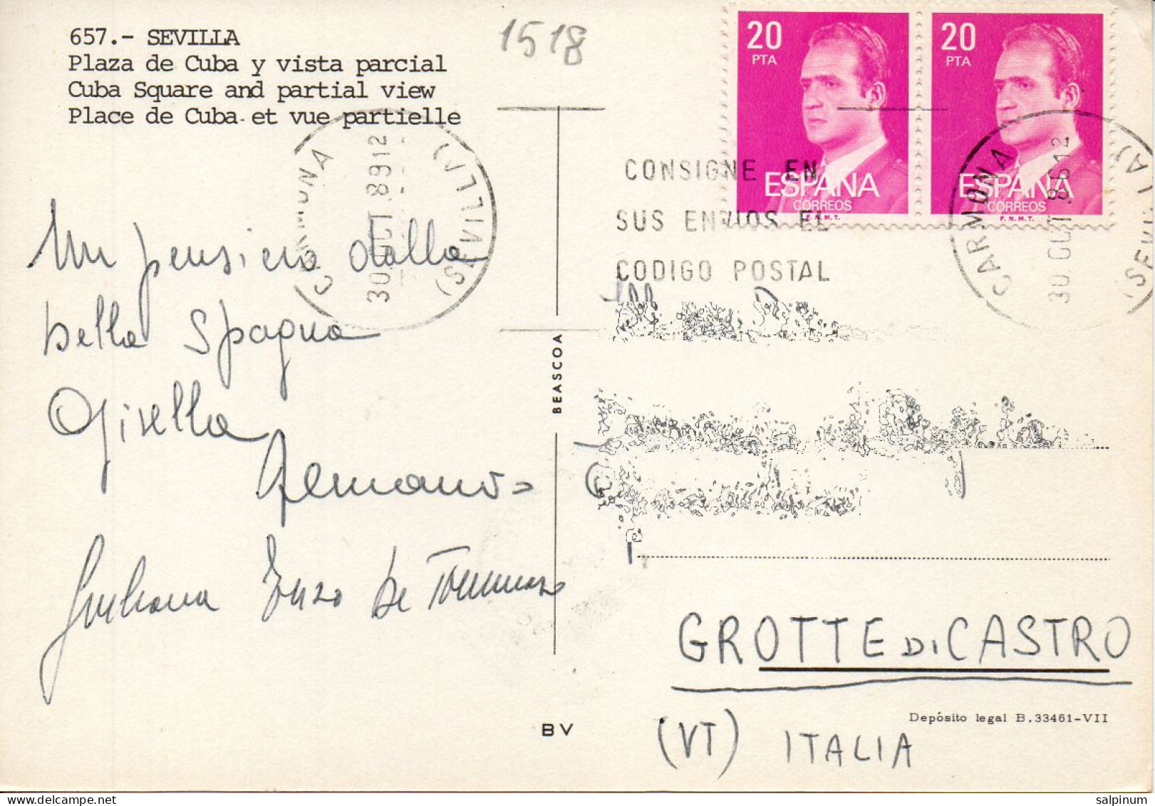 Philatelic Postcard With Stamps Sent From SPAIN To ITALY - Covers & Documents