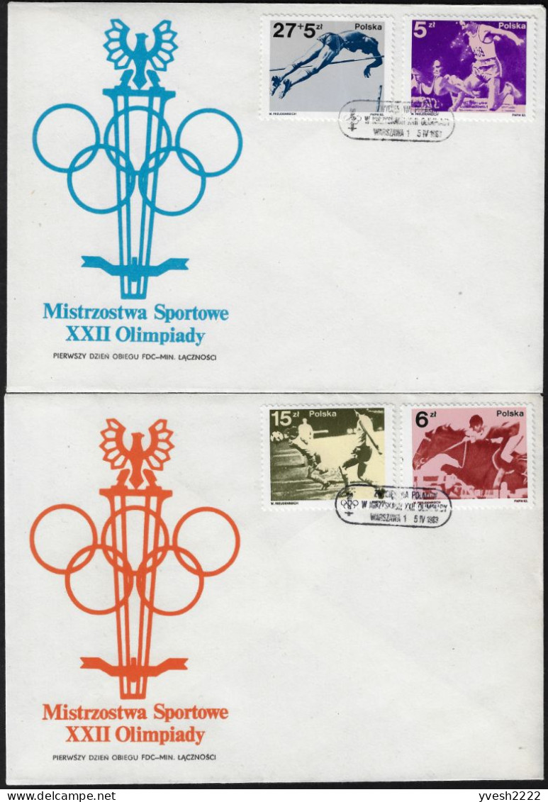 Pologne 1983 Y&T 2675 à 2678 Sur FDC. Jeux Olympiques De Moscou, Succès Polonais. Coupe Du Monde De Foot España - Sommer 1980: Moskau