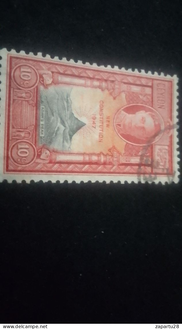 CEYLON- 1947-      10C    DAMGALI    GEORGE VI YEREL MOTİFLER - Sri Lanka (Ceylon) (1948-...)