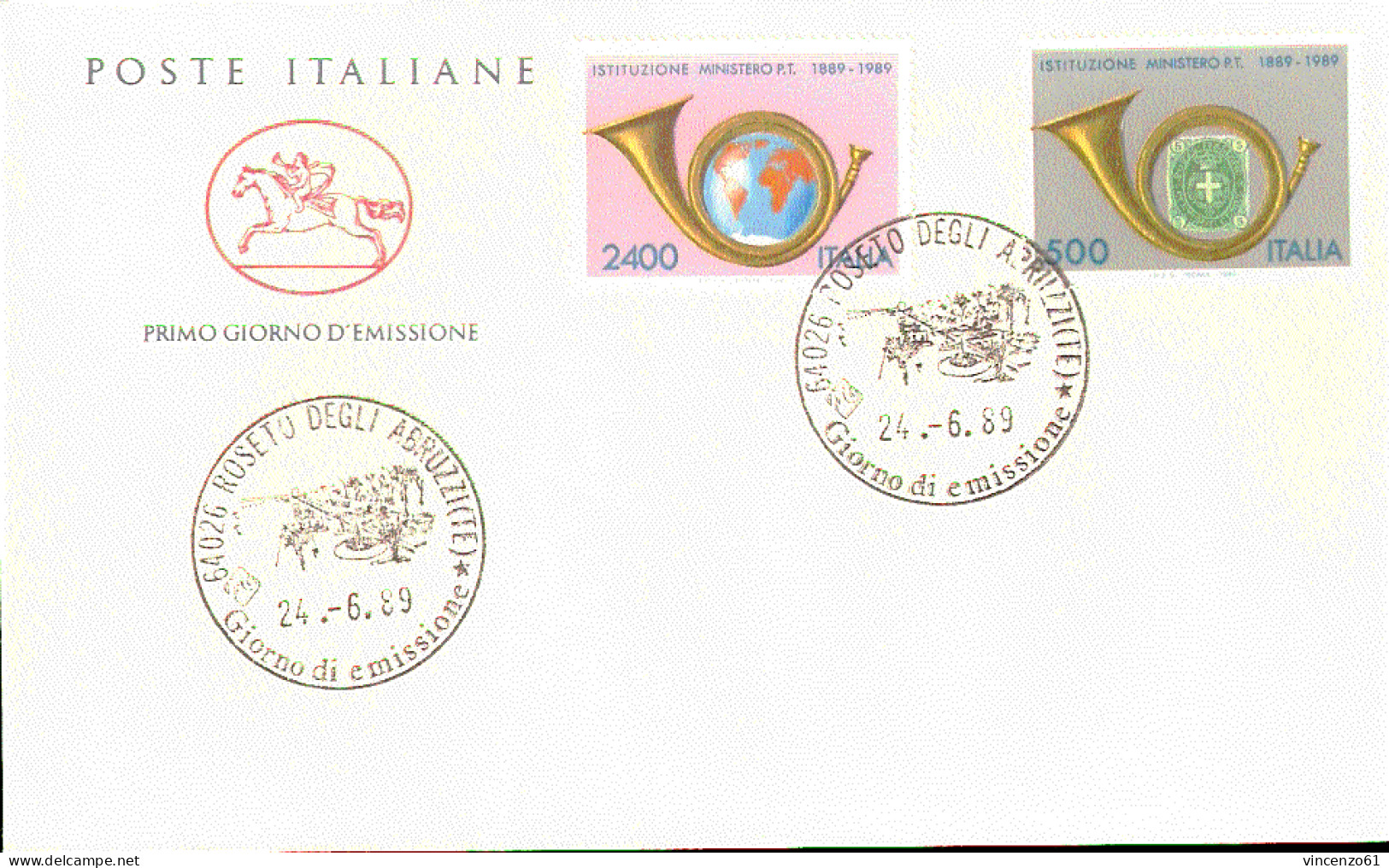 1989 BUSTA CON ANNULLO FDC Centenario Istituzione Del Ministero Delle Poste E Delle Telecomunicazioni. - Telecom