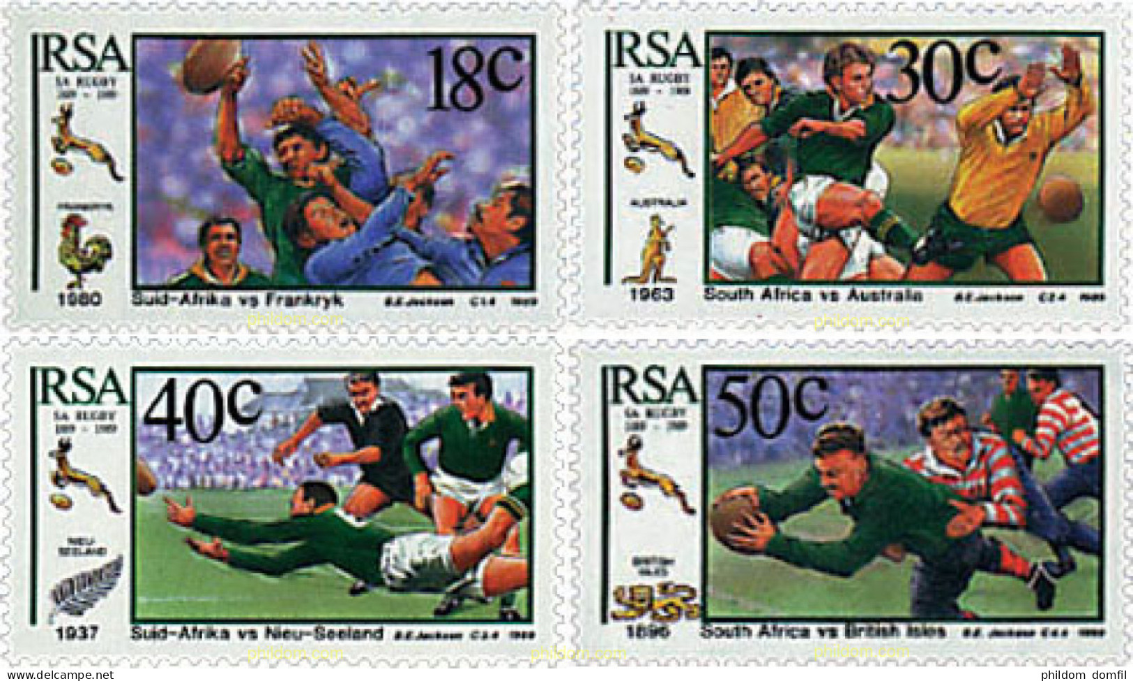 726999 HINGED SUDAFRICA 1989 100 ANIVERSARIO DEL RUGBY - Nuovi