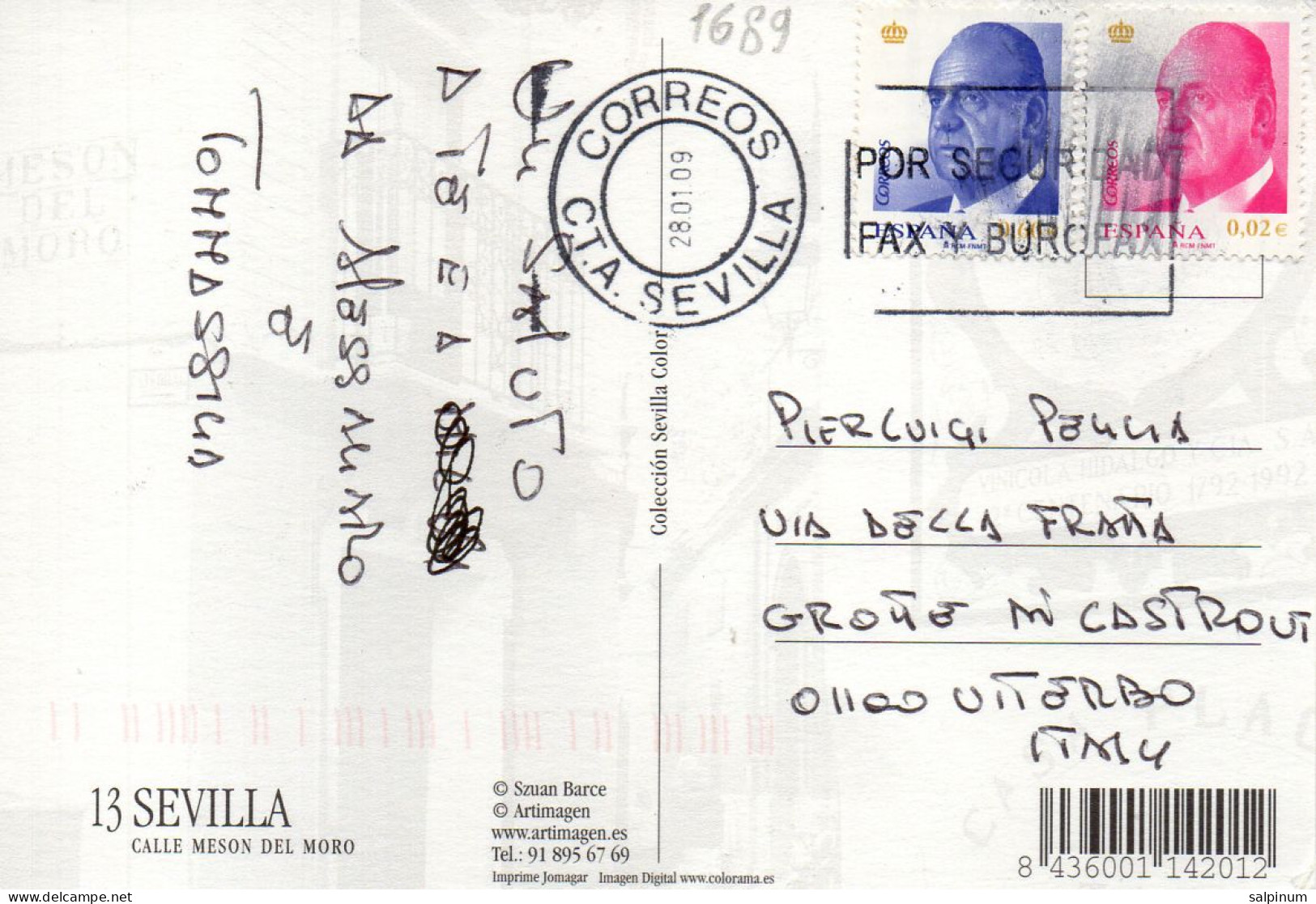 Philatelic Postcard With Stamps Sent From SPAIN To ITALY - Covers & Documents