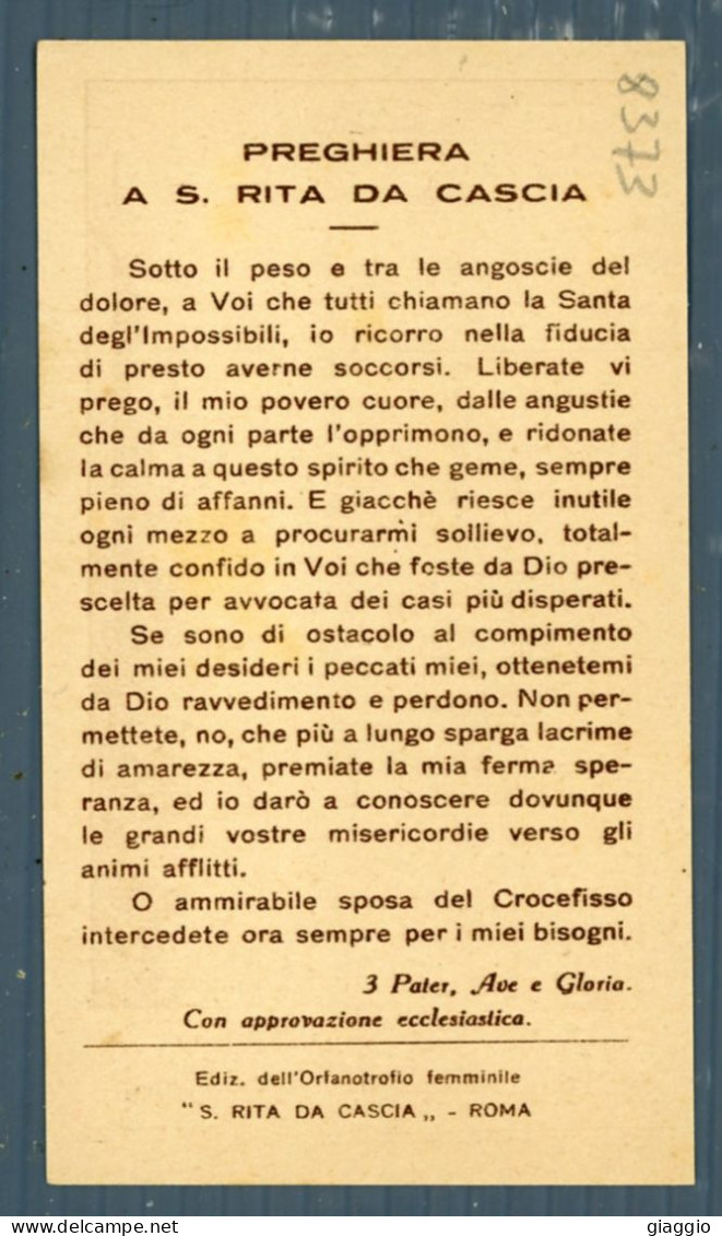 °°° Santino N. 8373 - S. Rita Da Cascia °°° - Religión & Esoterismo