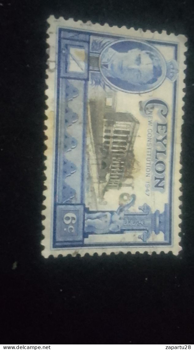 CEYLON- 1947-      6C    DAMGALI    GEORGE VI YEREL MOTİFLER - Sri Lanka (Ceylon) (1948-...)