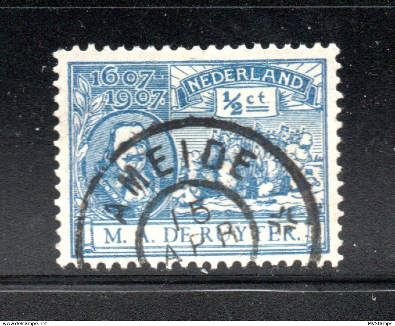 Nederland 1907 Zegel 87 De Ruyter Met Grootrondstempel Ameide - Usados