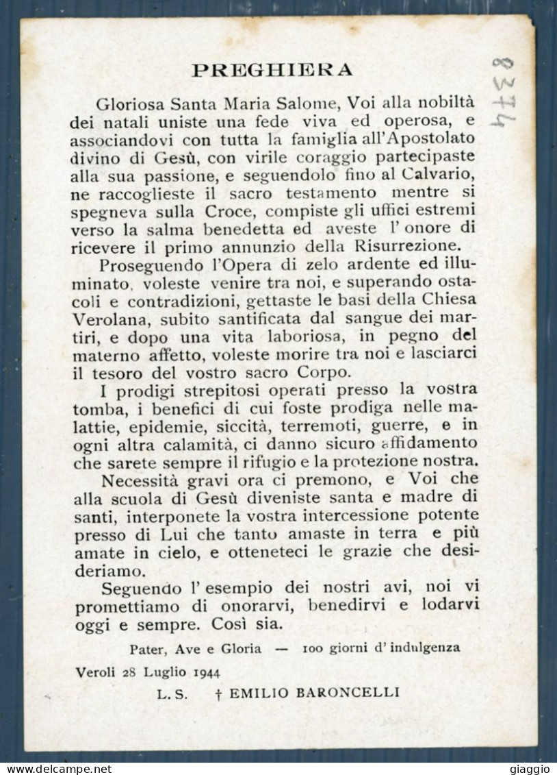 °°° Santino N. 8374 - Santa Maria Salome - Veroli °°° - Religión & Esoterismo