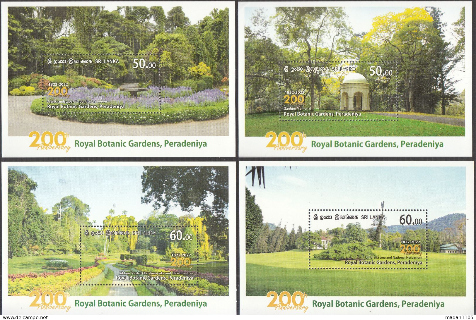 SRI LANKA 2022, ROYAL BOTANICAL GARDENS Of Sri Lanka,set Of 4 Different Miniature Sheets (MS) MNH, (**) - Sri Lanka (Ceylon) (1948-...)