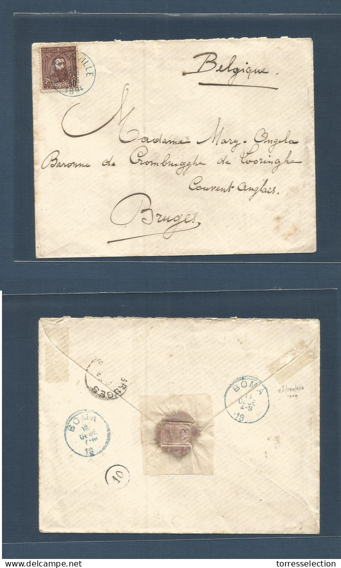 BELGIAN CONGO. 1894 (29 Nov) Etat Indep. Leopoldville - Belgium, Bruges (12 Jan 95), Convent Anglais. Missionary Mail. F - Otros & Sin Clasificación