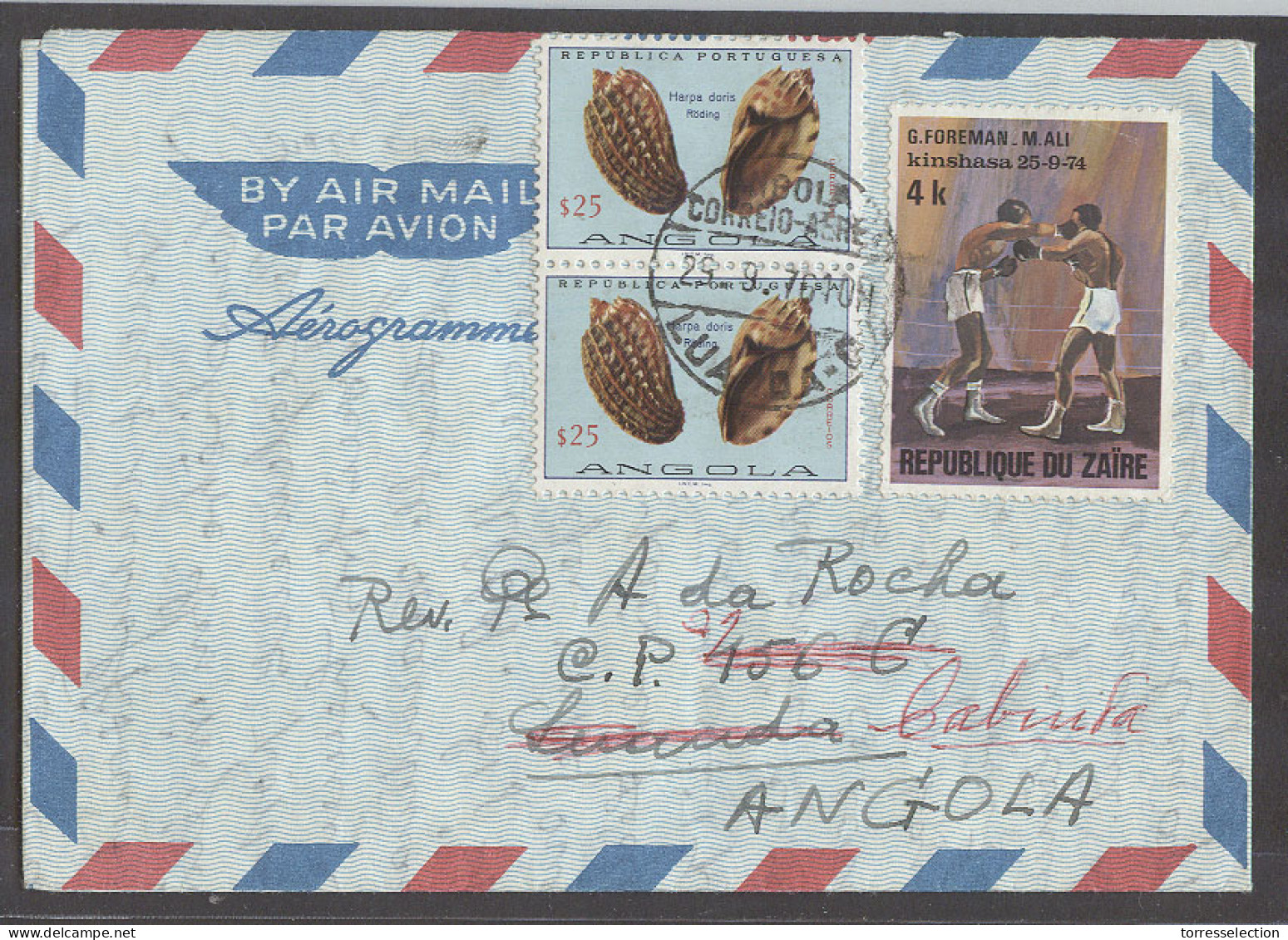 BELGIAN CONGO. 1976 (18 Feb). Bamanga, Zaire - Angola, Luanda - Cabinda (4 Oct). Fkd Zaire Stat Letter Sheet Foreman M.  - Otros & Sin Clasificación