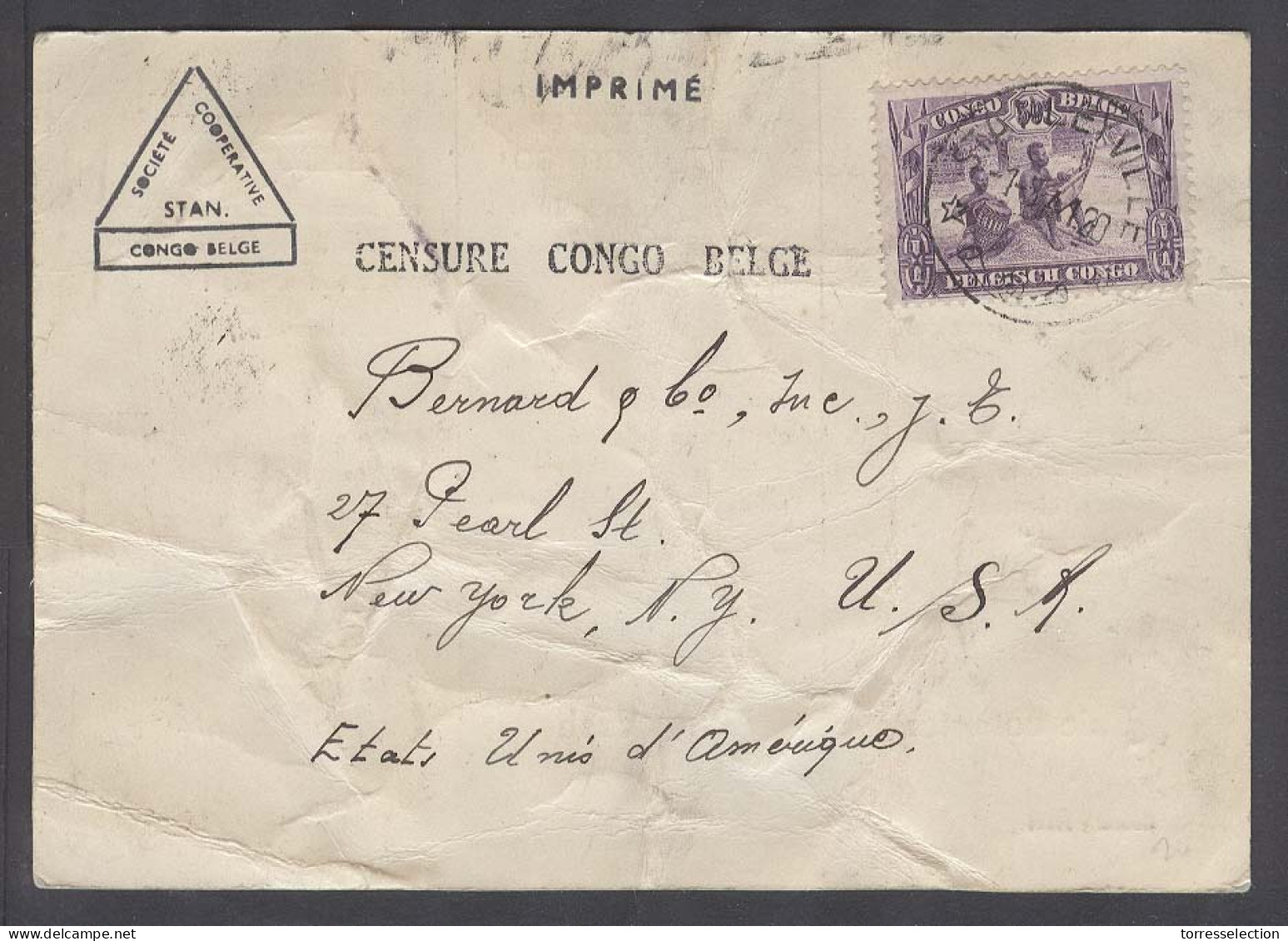 BELGIAN CONGO. 1941 (1 May). Stanleyville - USA / NY. Rare Private Card Rate Censored. V Scarce Item. - Otros & Sin Clasificación