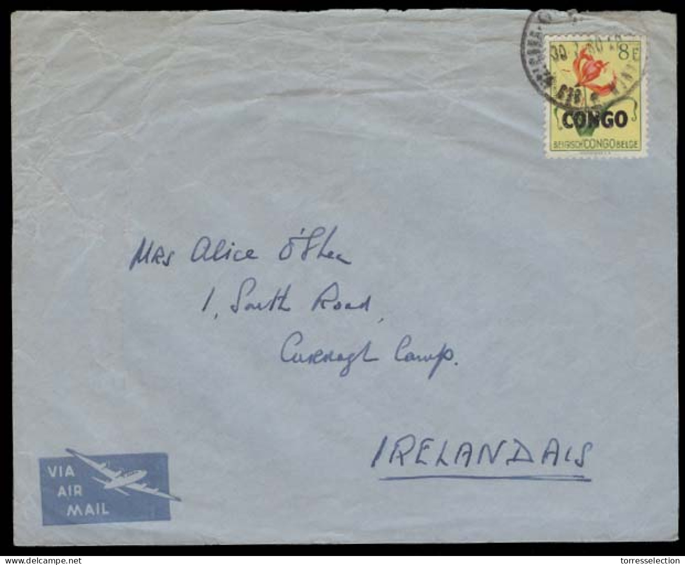 BELGIAN CONGO. 1960 (30 July). UNEF. Irish Troups Internal Usage. Interesting Airmail Fkd Env. Reverse Irish Batallion. - Andere & Zonder Classificatie