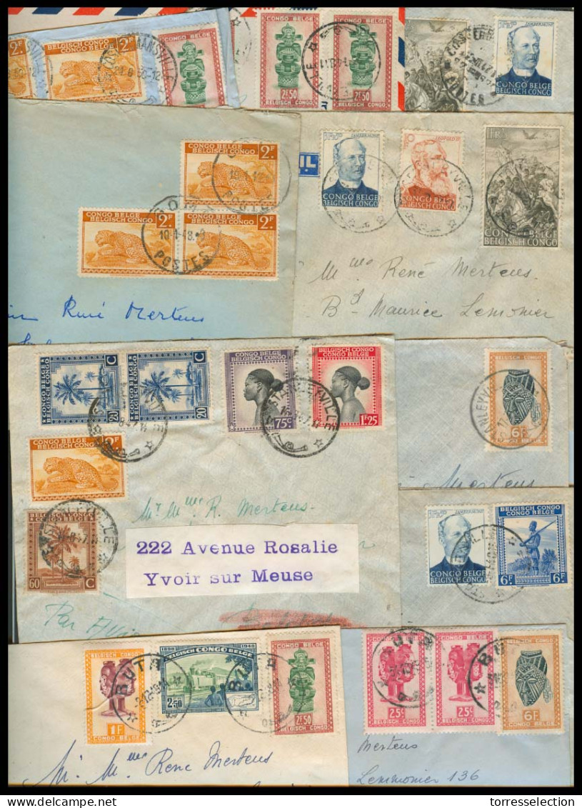 BELGIAN CONGO. C.1947-50. 10 Multiple Fkd Envs To Belgium. Couple Buta Cancels / Airmails. All F-VF. - Otros & Sin Clasificación