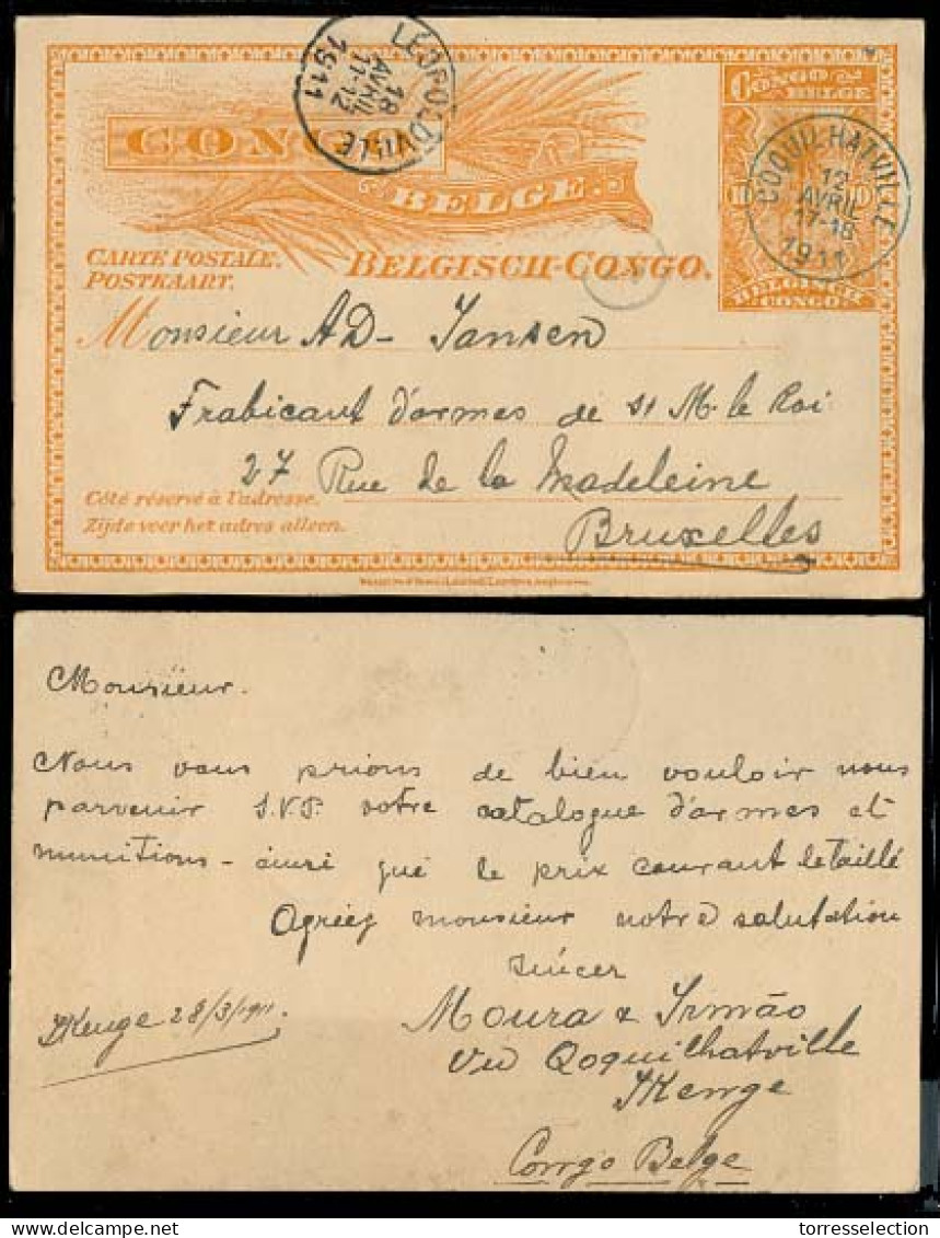 BELGIAN CONGO. 1911 (28 March). Ikenge - Coquilhatville - Belgium. VF. - Otros & Sin Clasificación