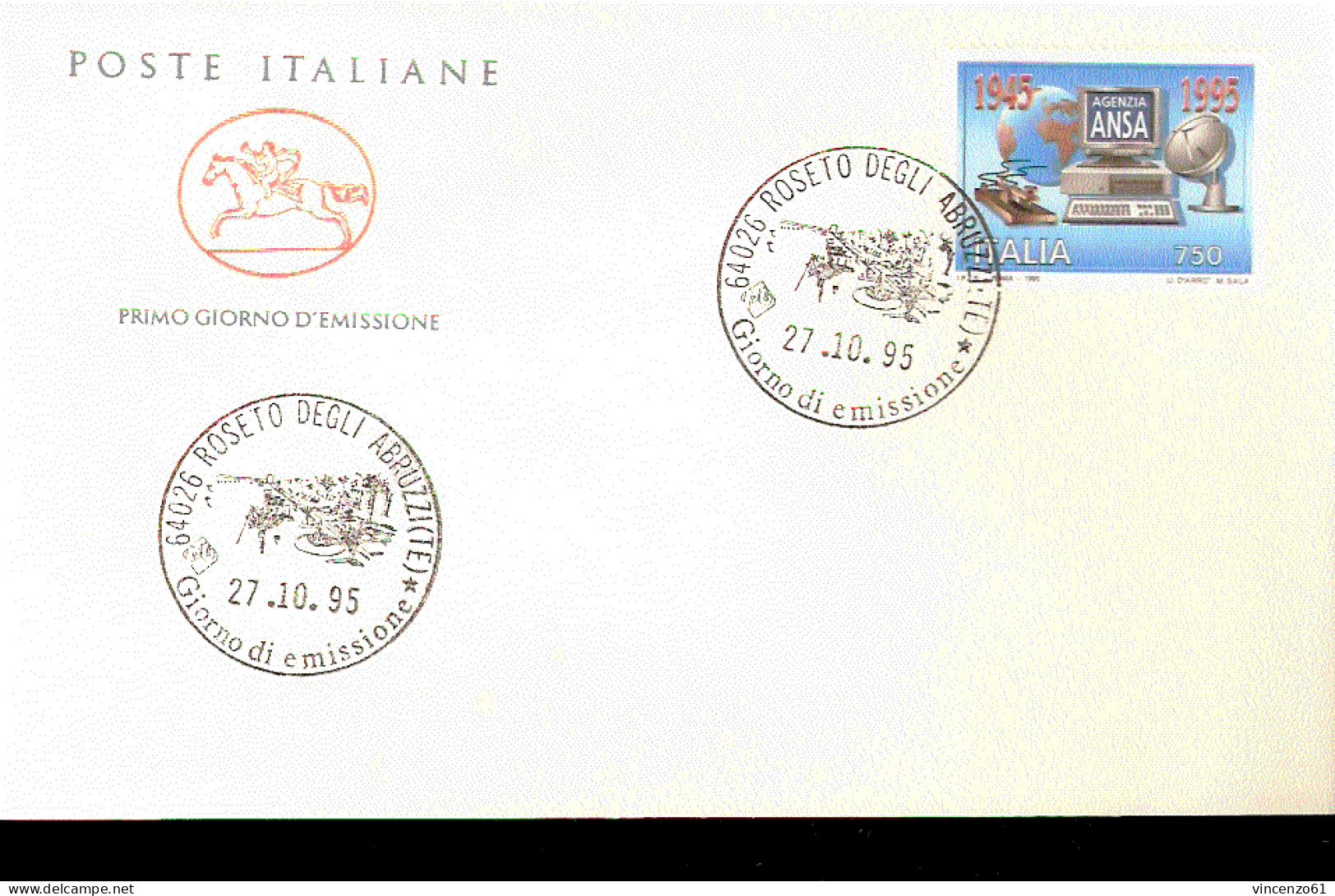 1995 BUSTA CON ANNULLO FDC .Cinquantenario Della Fondazione Dell'Agenzia ANSA. - Informatique