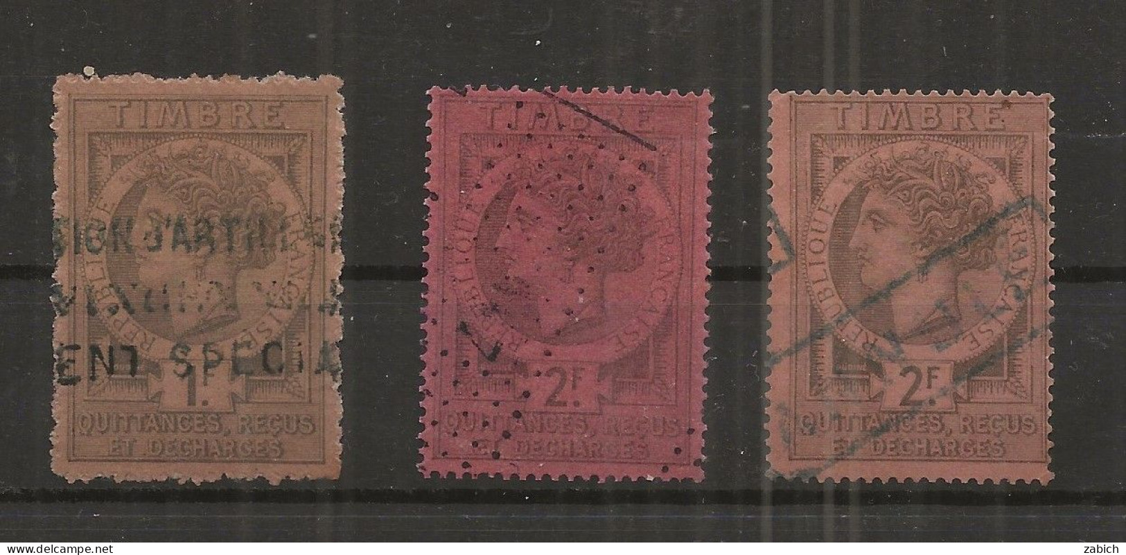 FISCAUX FRANCE  QUITTANCES  N°9, 10 10A 2F Noir Sur Brique Au Lieu De Noir Sur Rose N°10 COTE 300€ - Stamps
