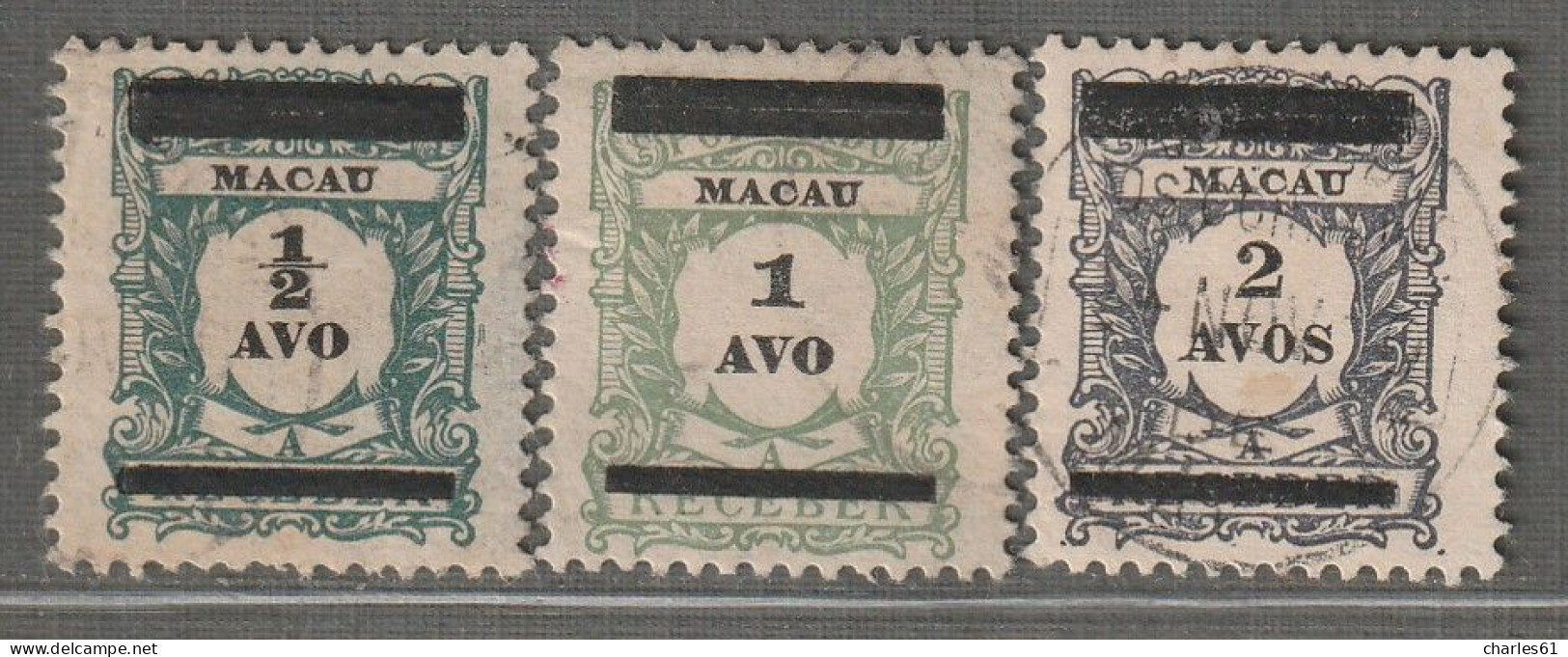 MACAO - N°141/3 Obl (1910) Timbres-taxe Surchargés - Oblitérés