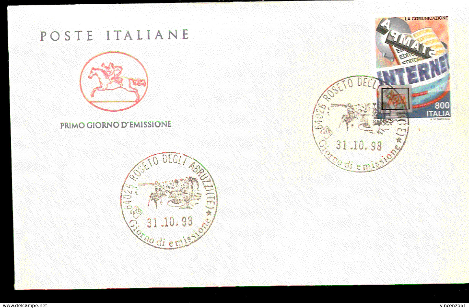 1998 ANNULLO FDC Giornata Delle Comunicazioni Internet - Informatique