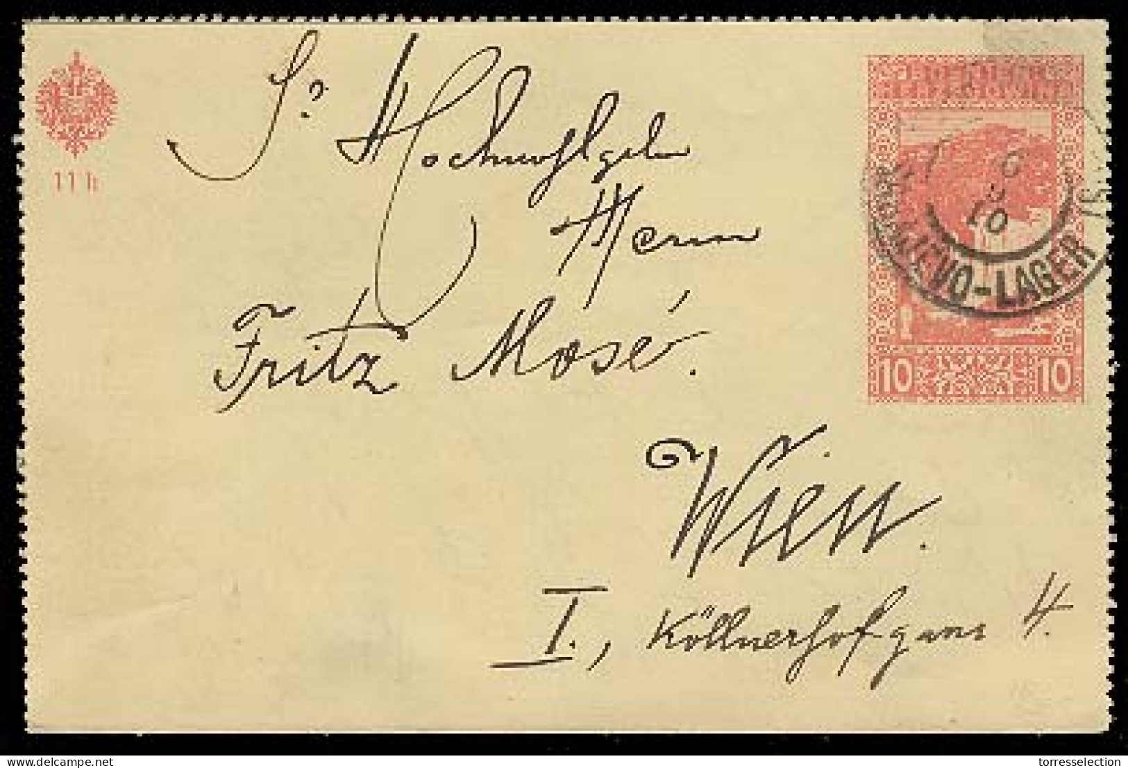 BOSNIA. 1910. Sarajevo - Lager - Austria. 10c Red Stat Lettercard / Used. - Bosnie-Herzegovine