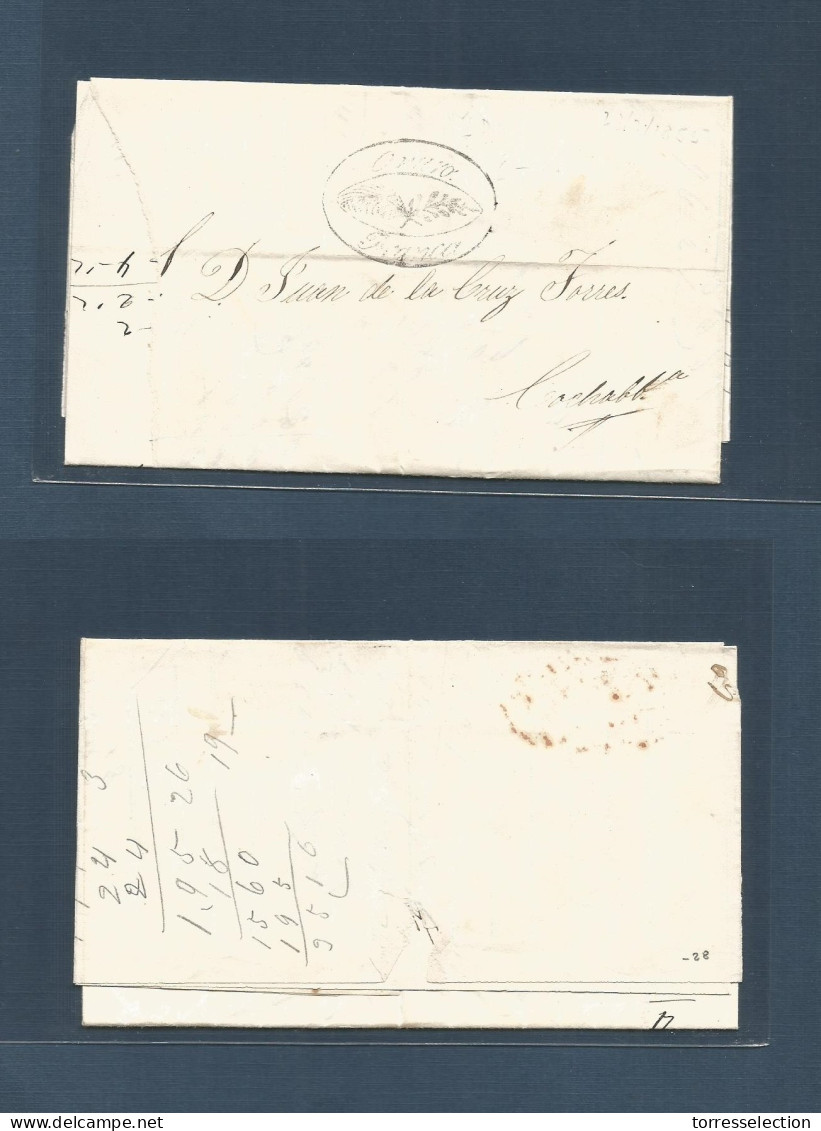 BOLIVIA. 1855 (23 Feb) Oruro - Cochabamba. EL Full Text, Black Oval FRANCA Postal Cachet. - Bolivie