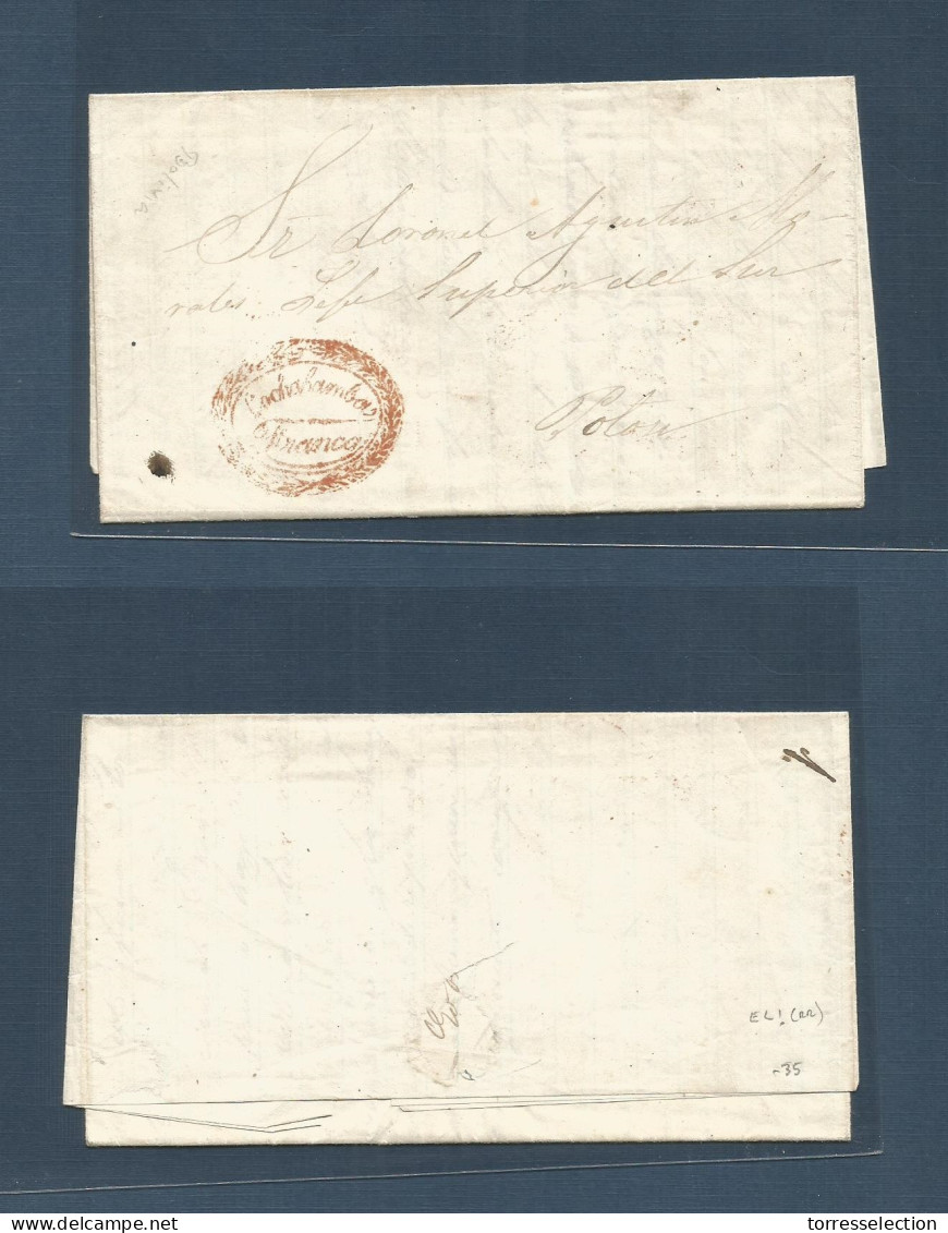 BOLIVIA. 1861 (4 Oct) Cochabamba - Potosi. EL Full Text (rare) With Oval Tied Postal Cachet / FRANCA. VF Military Relate - Bolivie