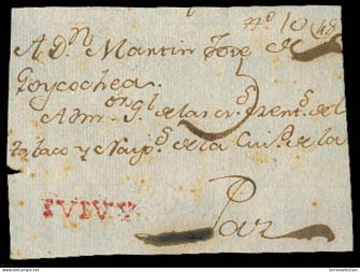 BOLIVIA. C.1770. Ivivy - Paz. Colonial Front. Red Stline (xxx) IVIVY. Mns 3 Charge. VF + Scarce. (Plata In Guarani). - Bolivien