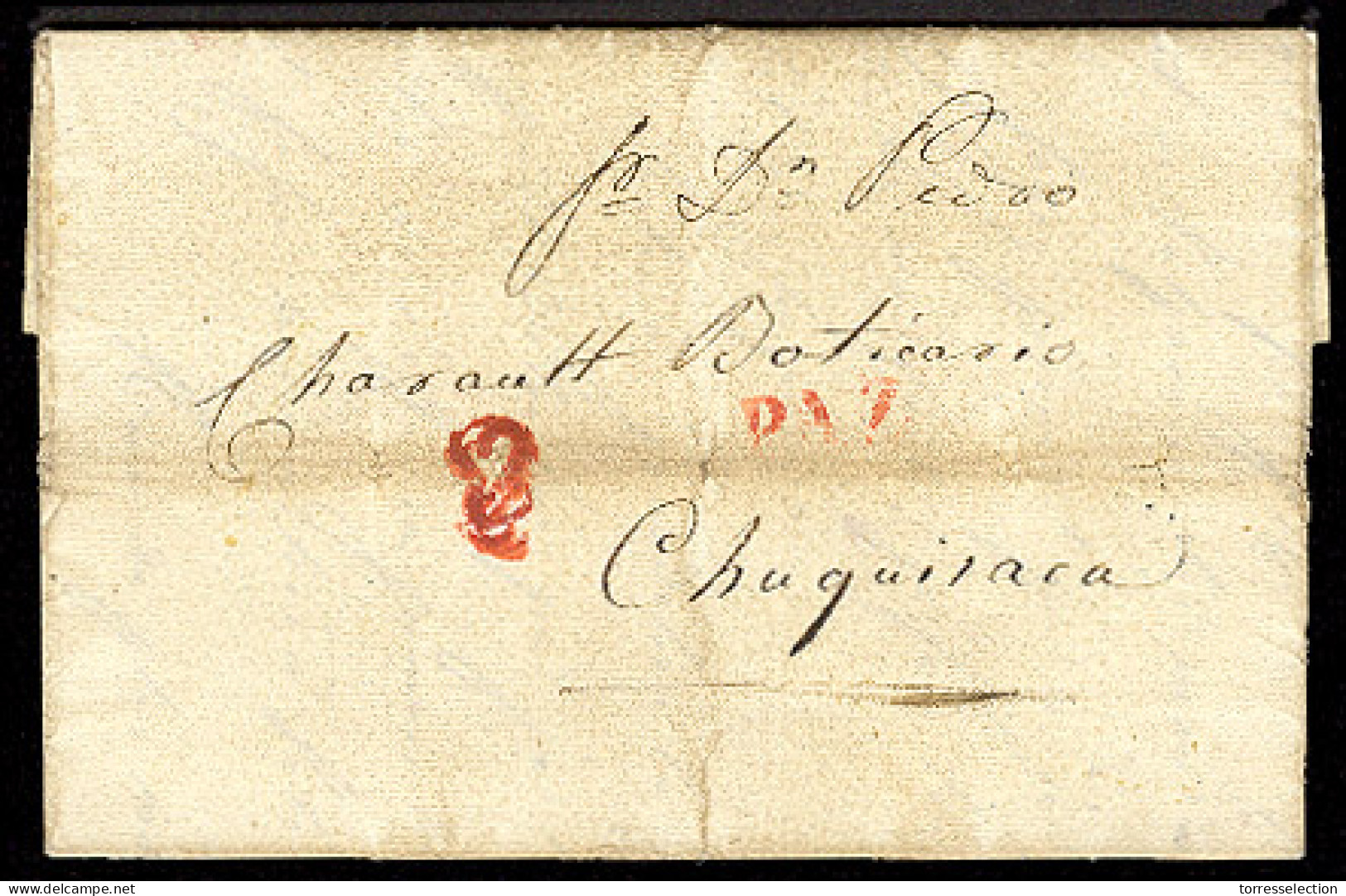 BOLIVIA. 1831. La Paz - Chuqisaca. EL / Red "PAZ" + "2" Modified. - Bolivie