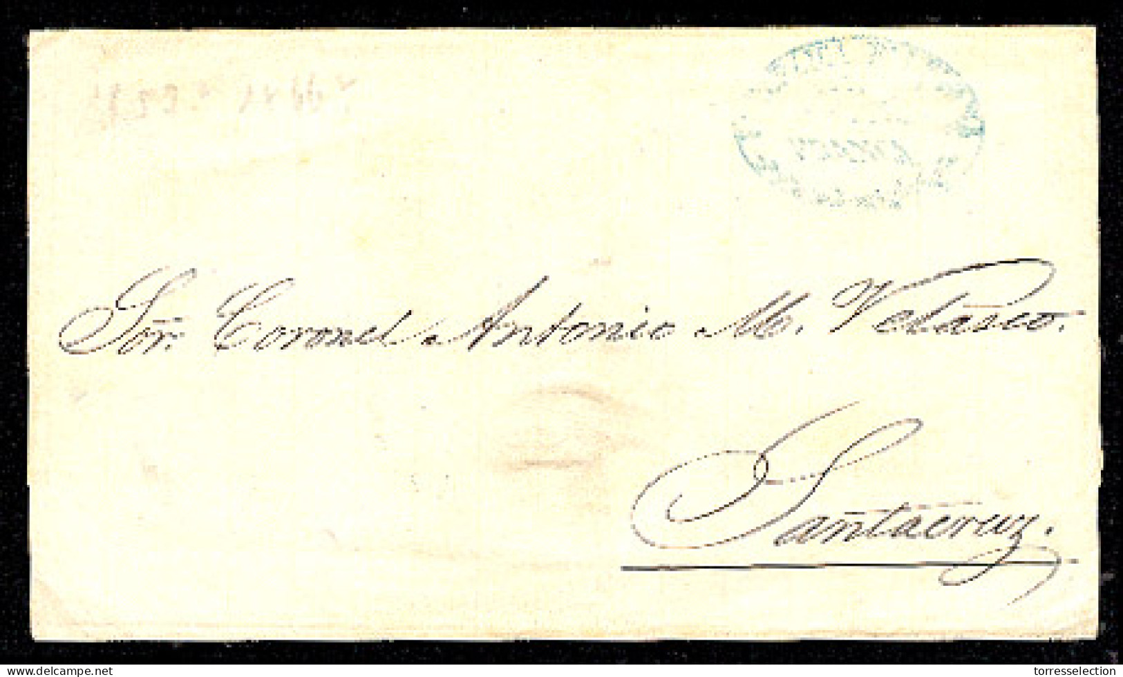 BOLIVIA. C.1866. La Paz - Santa Cruz. E. / Blue Oval "Paz / Franca" (x/xx). - Bolivien