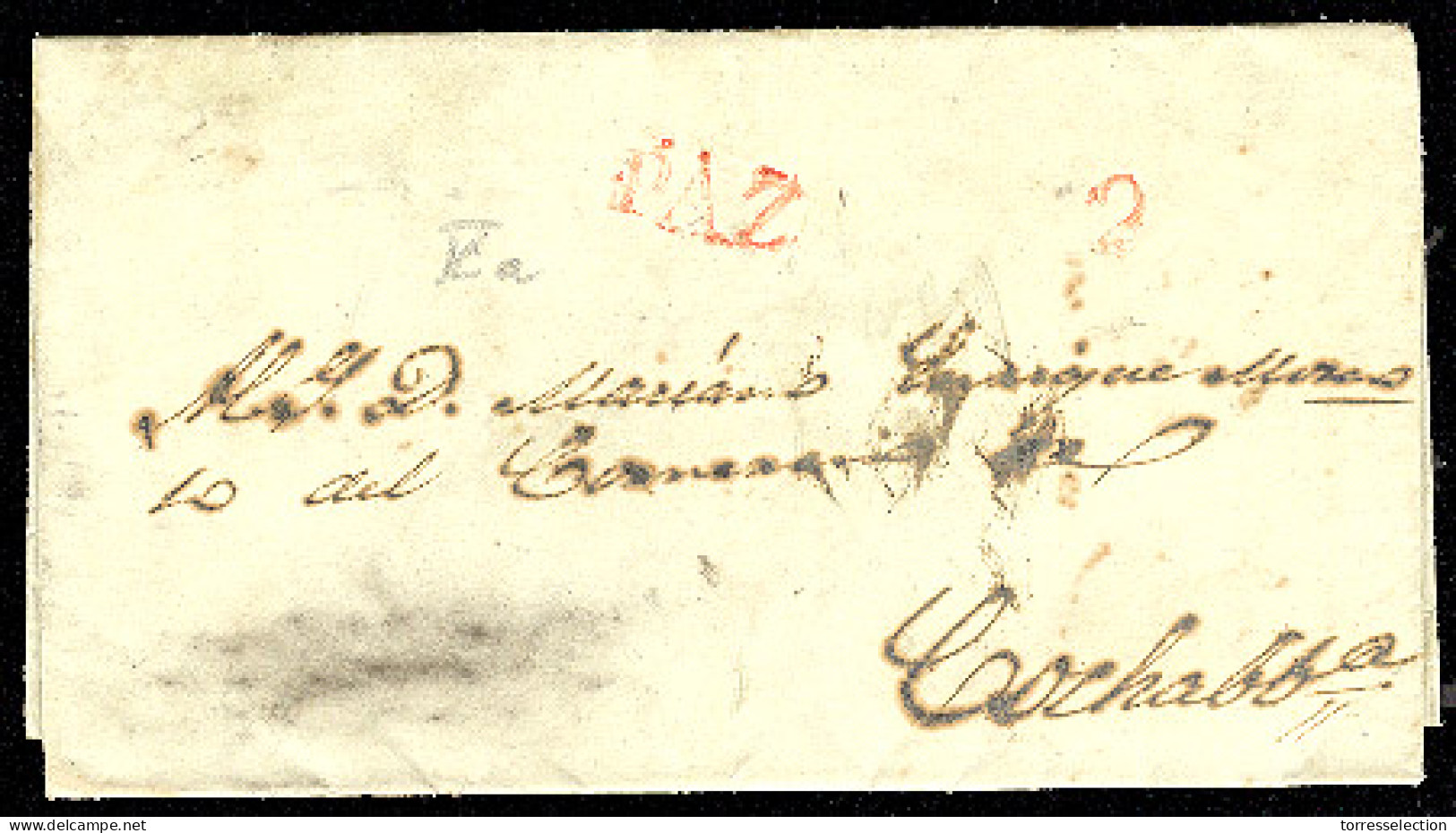 BOLIVIA. 1844. La Paz - Cochabamba. EL. Tied "Paz" Large Letters + "2" - Bolivie