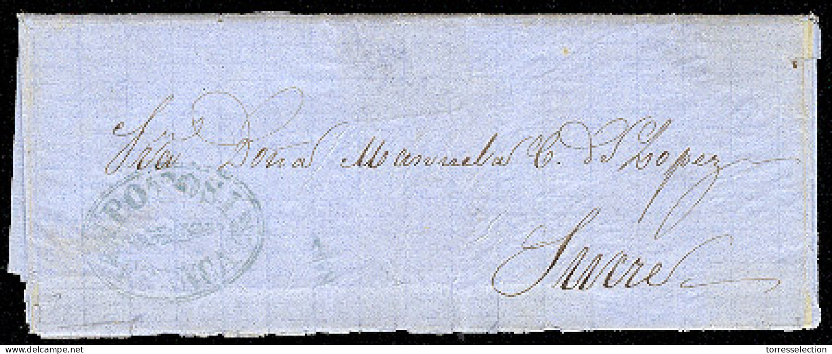 BOLIVIA. 1866. Potosi - Sucre. EL / Blue Oval "Potosi / Franca" (x/xx). Fine. - Bolivie