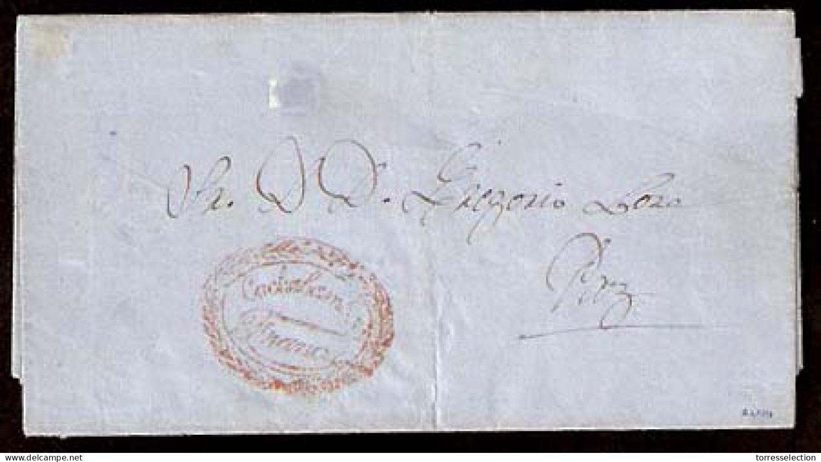 BOLIVIA. 1863. Cochabamba - La Paz. EL / Red "Cochabamba / Franca" (xxx). Excellent Strike. Signed Lamy. - Bolivie