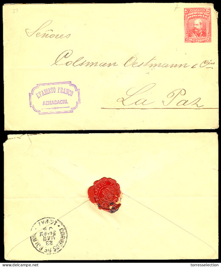 BOLIVIA. 1905. Achacachi - La Paz. 5c. Red Stat Env. - Bolivie