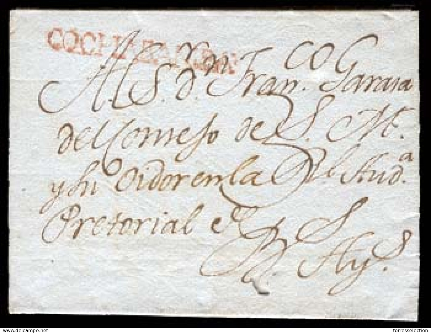 BOLIVIA. C.1800.Cochabamba To Buenos Aires/Argentina. Colonial E.with Red Stile "COCHABAMBA" (xx/xxx), Complete Strike. - Bolivia