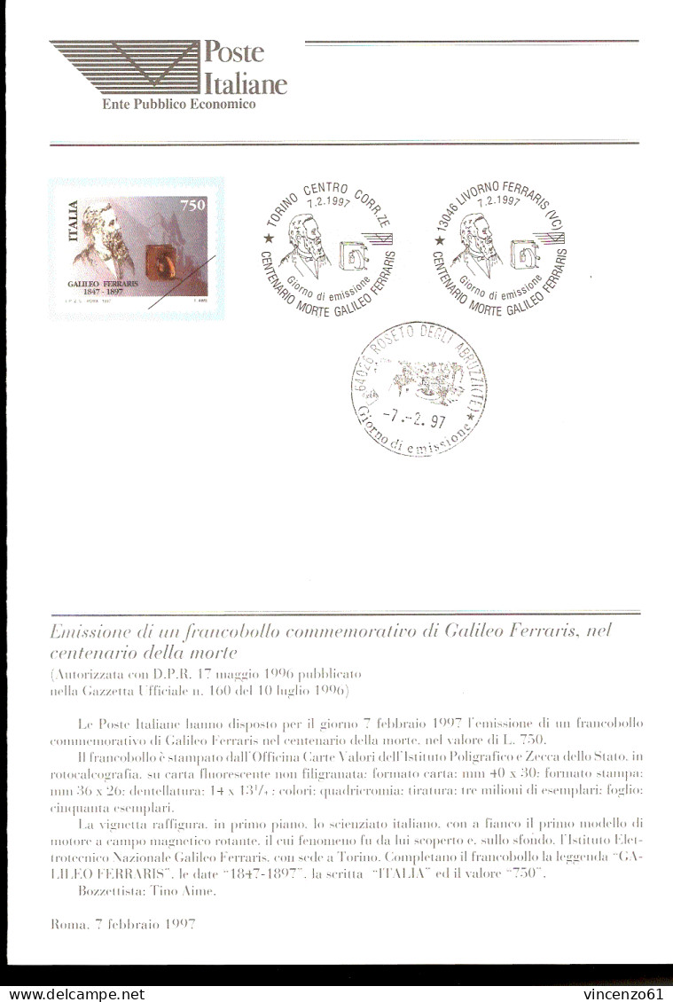 1997 Bollettino Centenario Della Morte Di Galileo Ferraris (1847-1897), Scienziato. - Physik