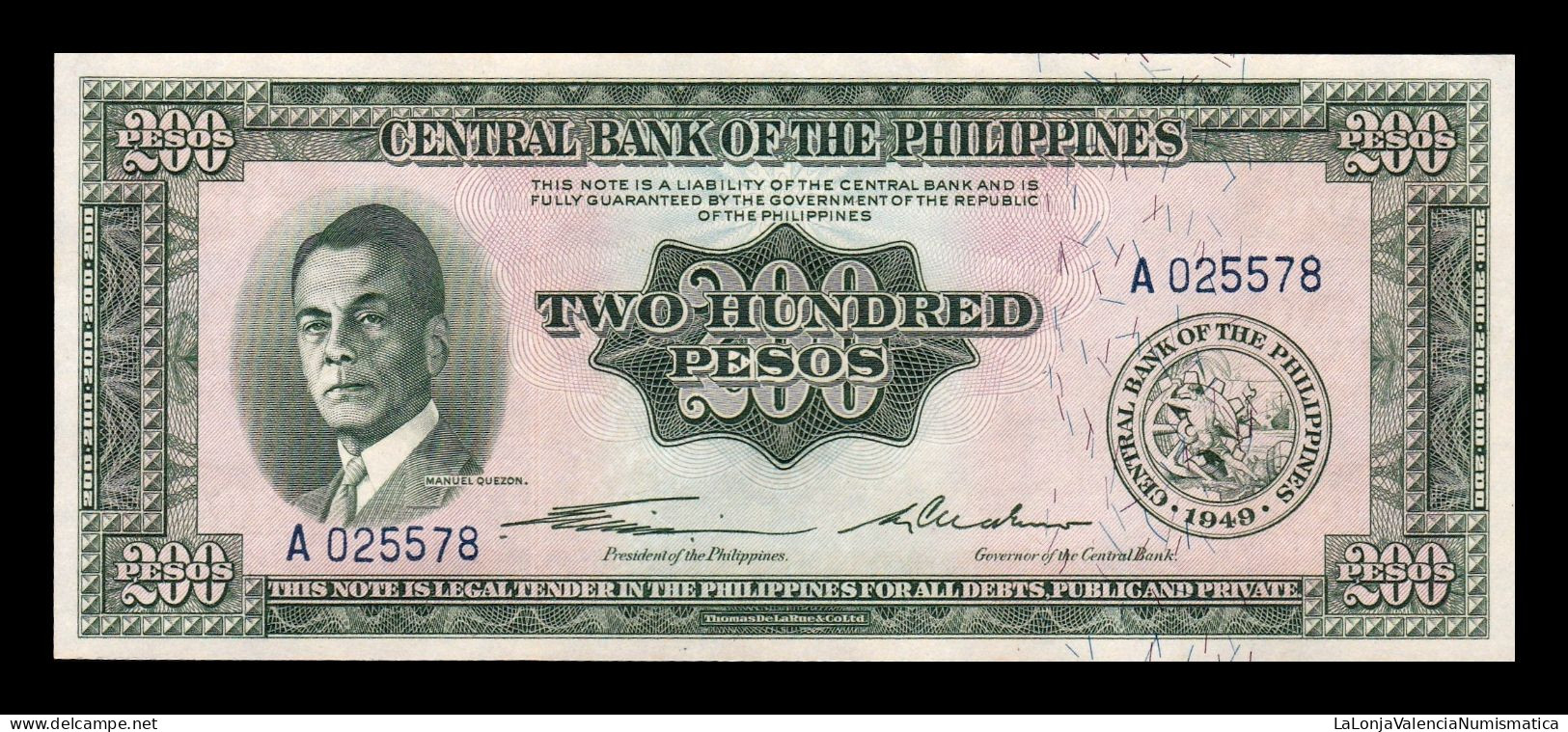 Filipinas Philippines 200 Pesos ND (1949) Pick 140 Sc Unc - Philippines