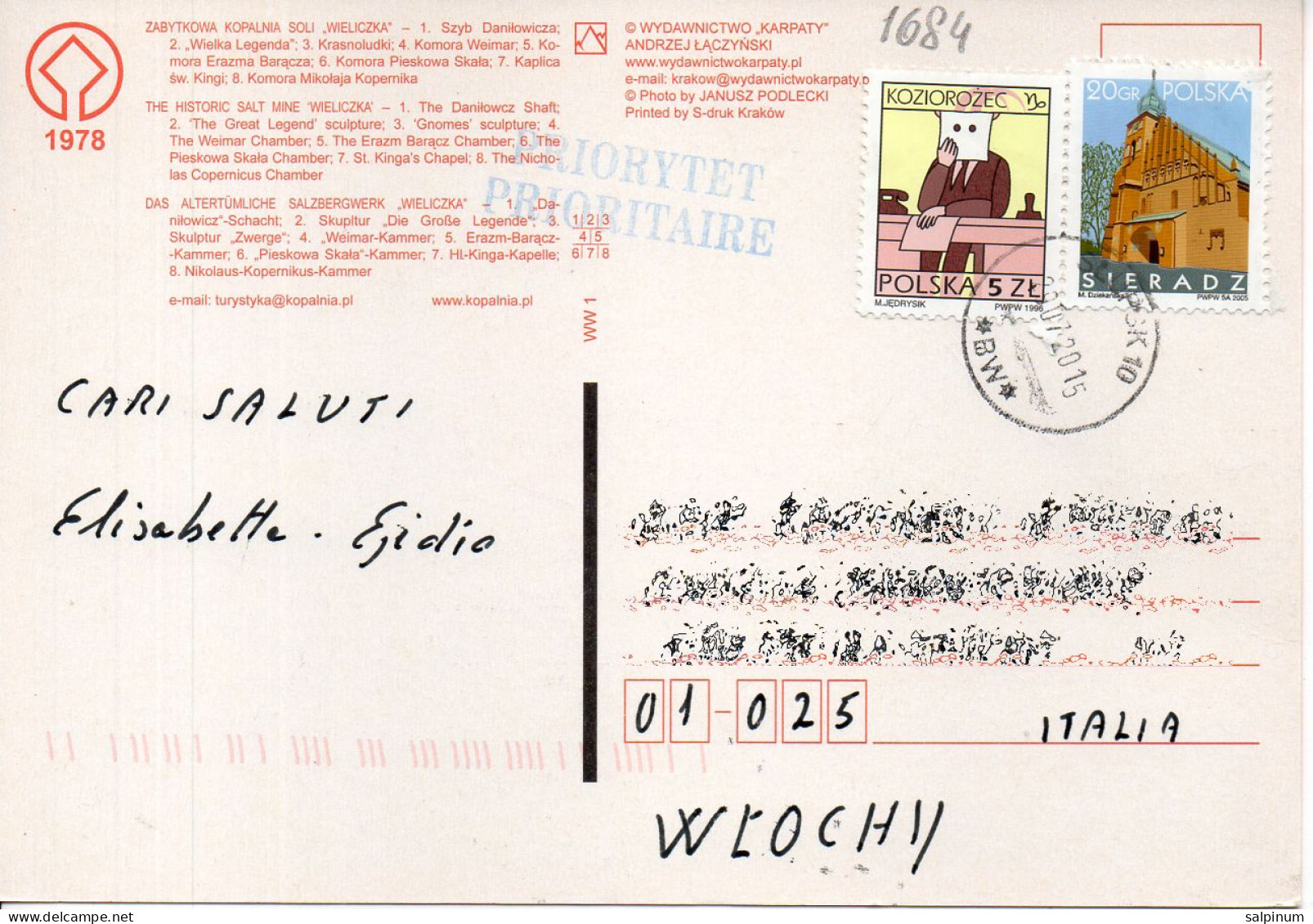 Philatelic Postcard With Stamps Sent From POLAND To ITALY - Briefe U. Dokumente