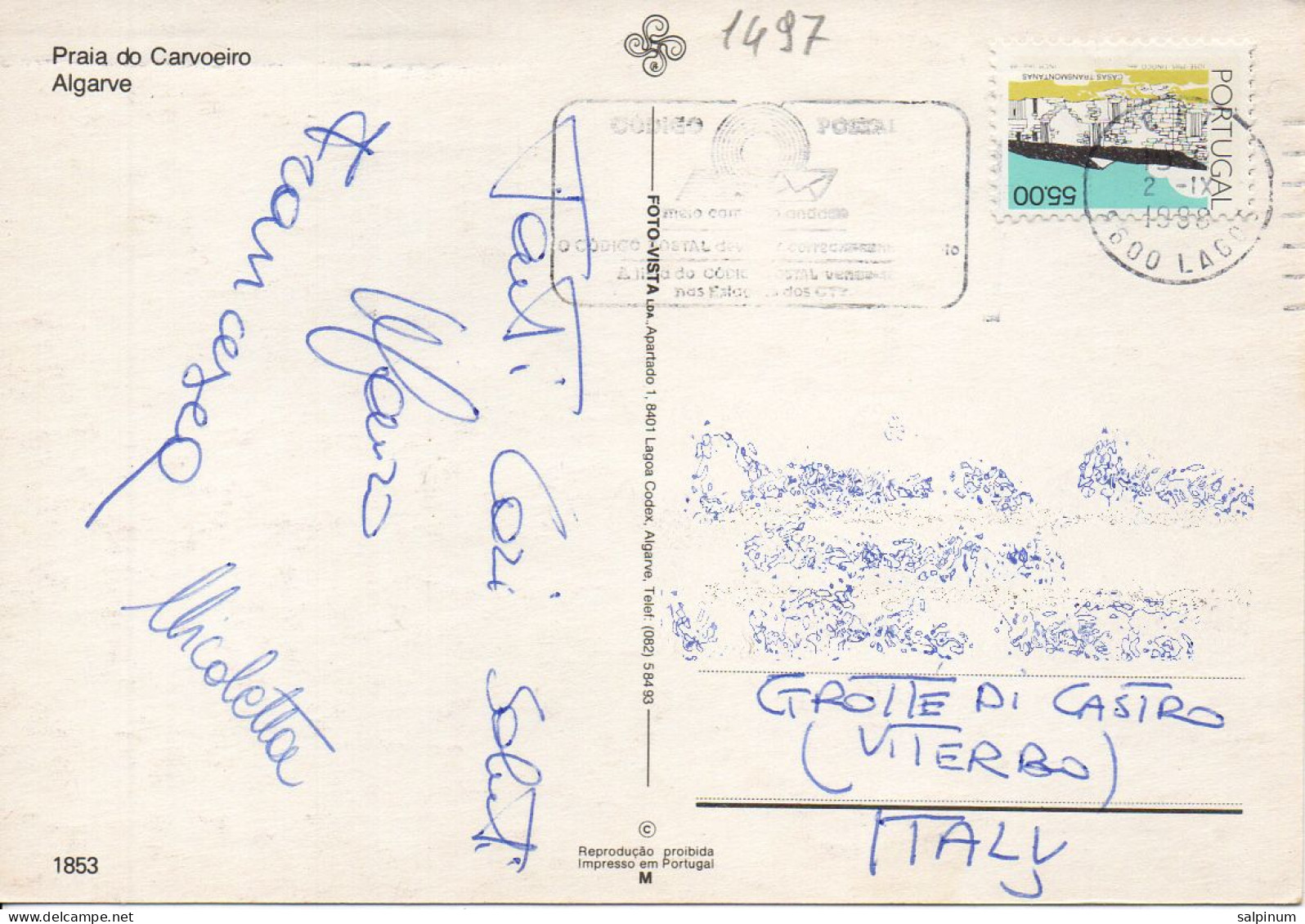 Philatelic Postcard With Stamps Sent From PORTUGAL To ITALY - Lettres & Documents