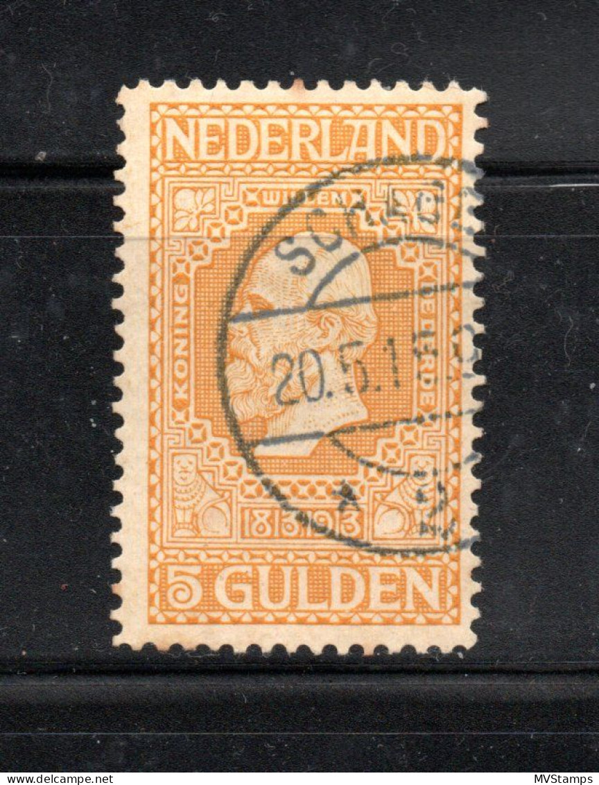 Nederland 1913 Zegel 100 Wilhelm III Met Langebalkstempel Schagen - Used Stamps