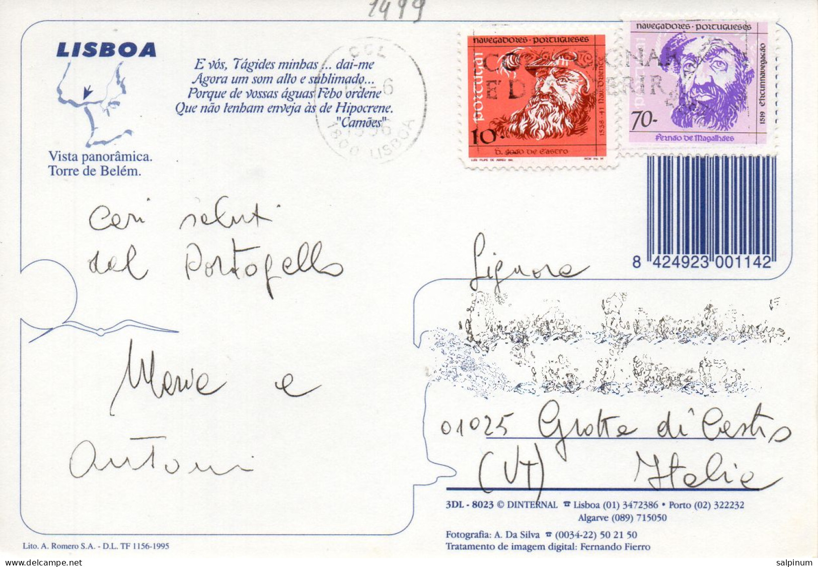 Philatelic Postcard With Stamps Sent From PORTUGAL To ITALY - Briefe U. Dokumente