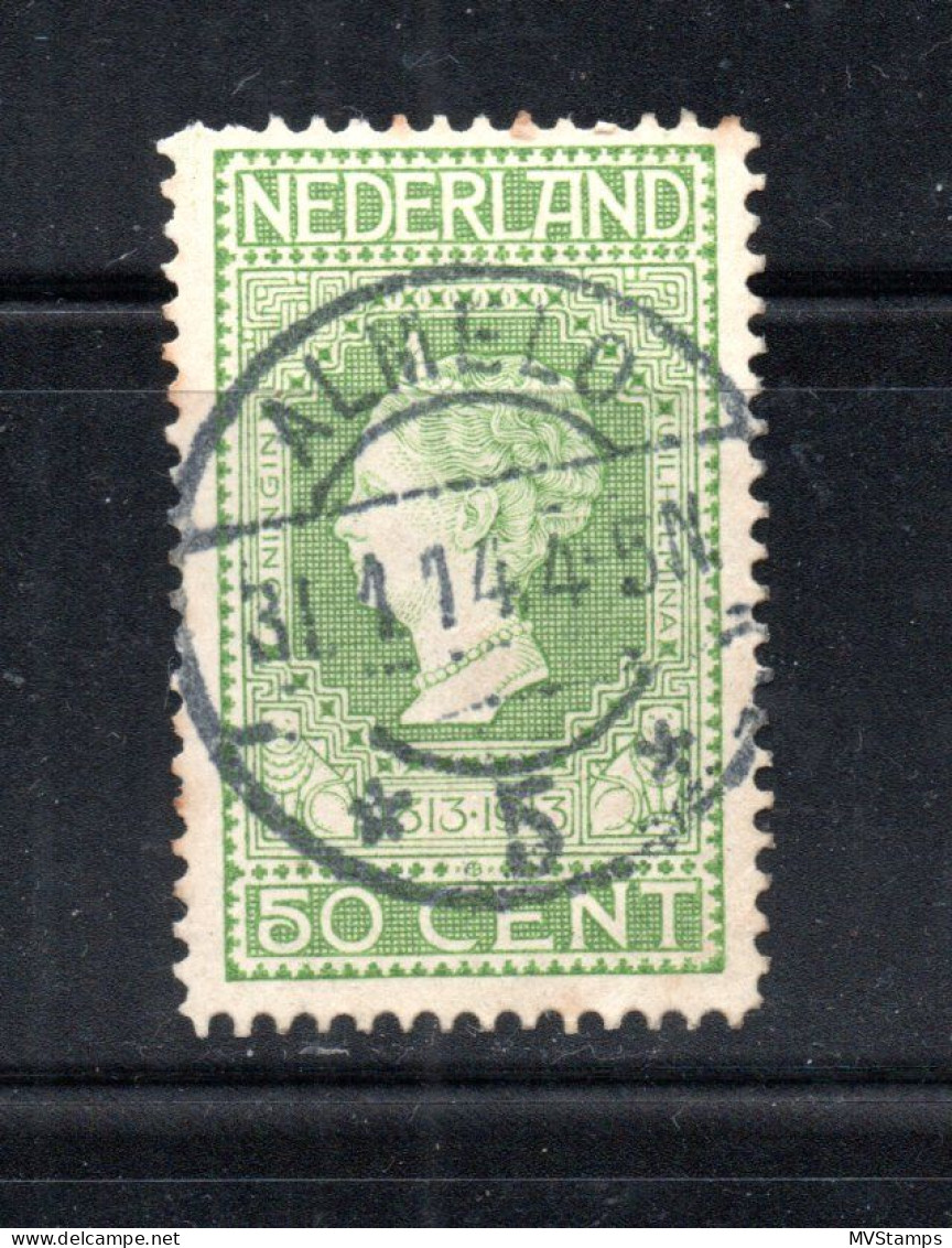 Nederland 1913 Zegel 97 Wilhelmina Met Luxe Langebalkstempel Almelo - Used Stamps