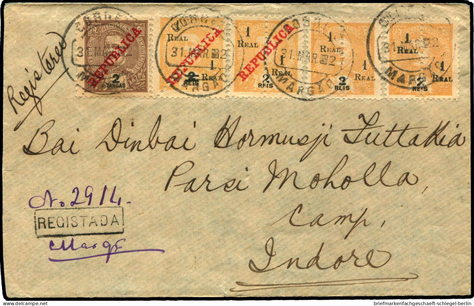 Portugiesisch Indien, 1912, 230, 237/38, 261, Brief - Portugiesisch-Indien