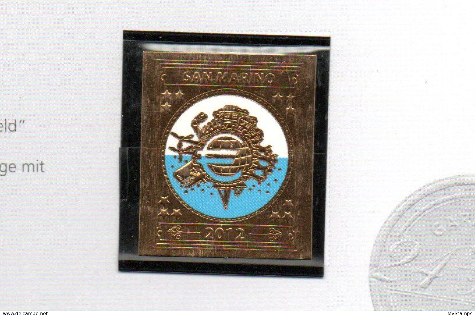 San Marino 2012 Euro/Goldvignette (24 Karat) Auflage 999 Pieces Nice MNH - Unused Stamps