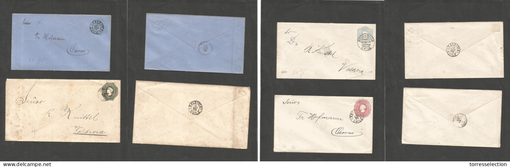 CHILE - Stationery. 1895. 4 Diff Used Stat Env. Fine Valdivia / Osorno. - Chile